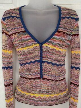 Allison New York Crochet Sweater V Neck size XS